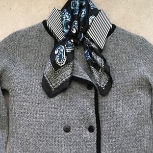 JCrew sweater blazer gray black double breasted